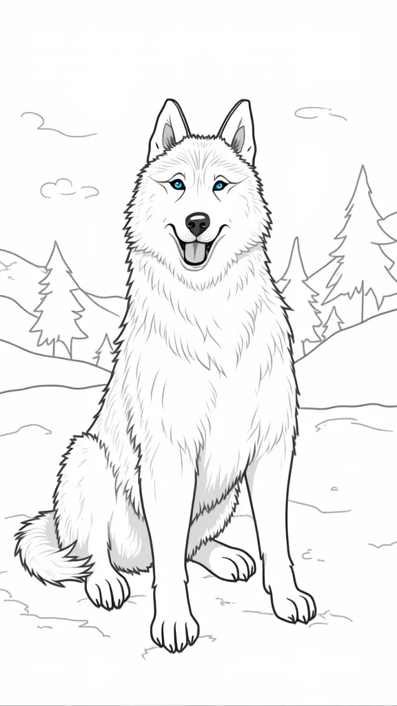 realistic husky coloring pages